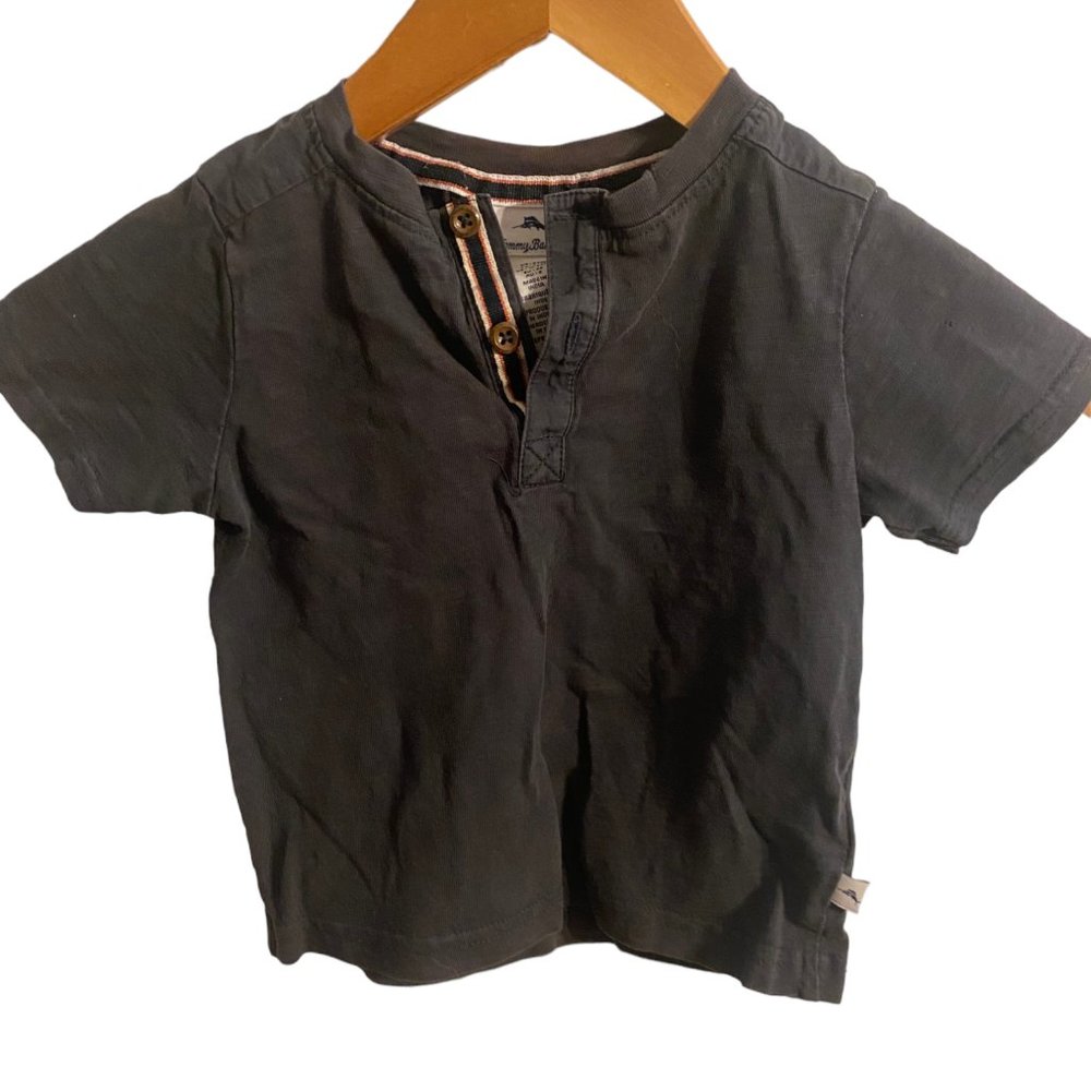 Tommy Bahama baby boy navy blue two button Henley shirt sz 24M
